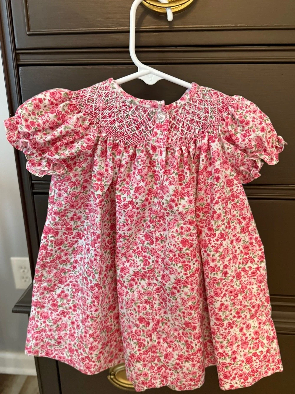 Pink Floral Smocked Dress